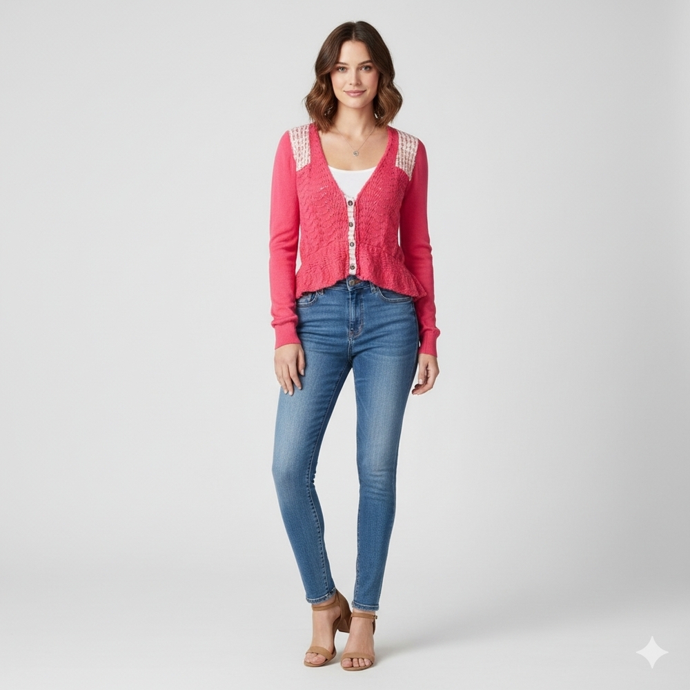 Free People Coral Knitted Cardigan